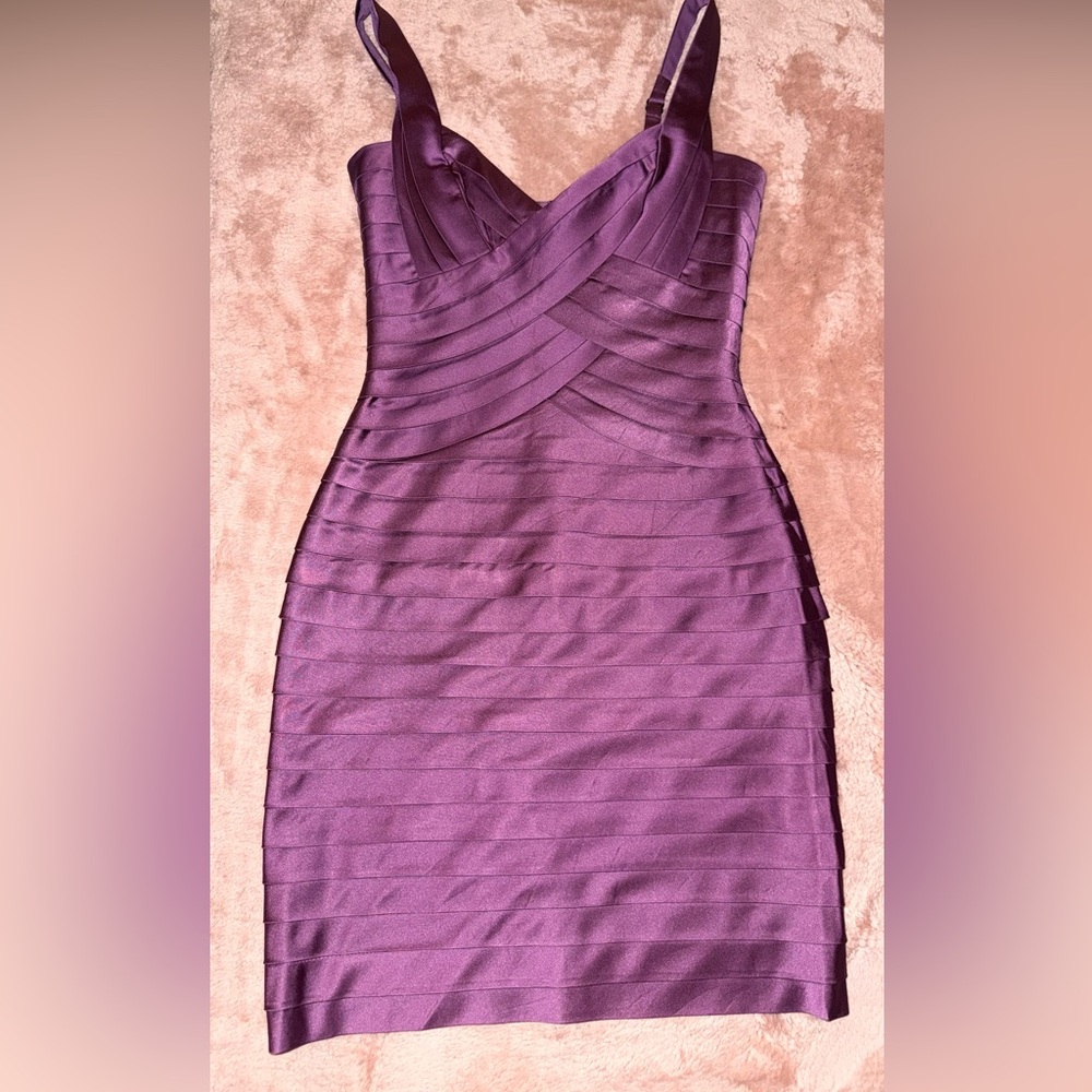BCBGMaxAzria Strapless Purple Dress